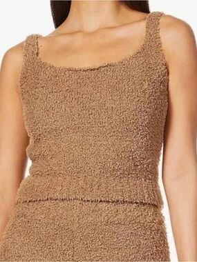 SKIMS Teddy Knit Square Neck Tank - Camel Brown
